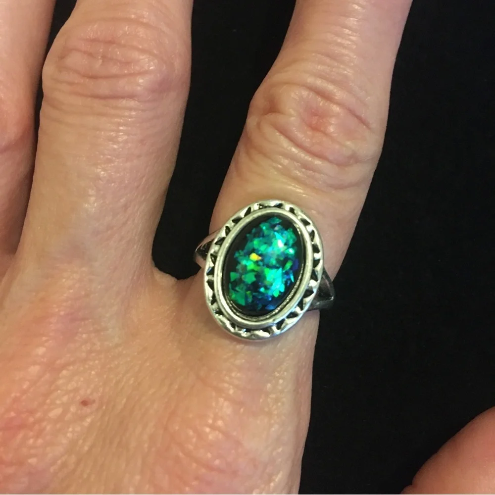 Mystical Green and Blue Sparkle Ring